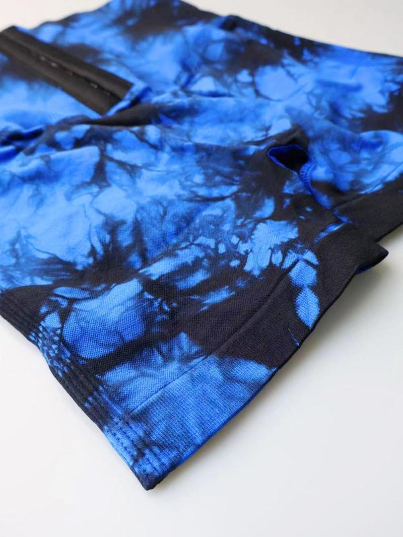 Tie-Dyed Wide-Waist Slim Fit Fitness Shorts